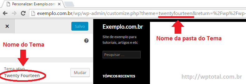 nome do tema wordpress