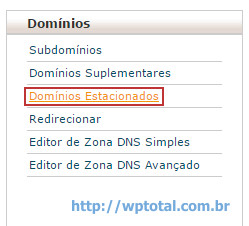 cpanel menu dominios